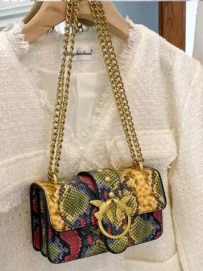 Nordstrom Multicolor Snake-Print Chain Crossbody with Gold Hardware